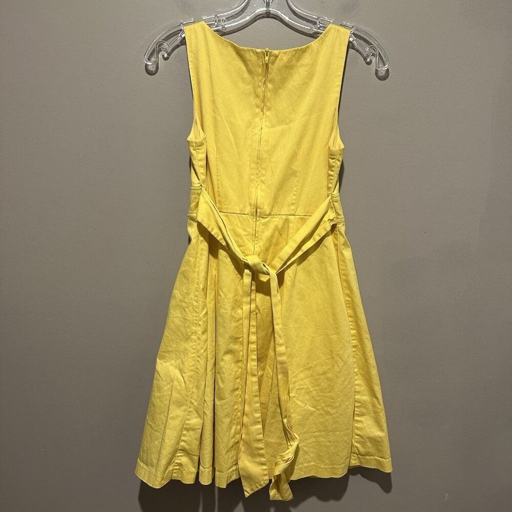 A Byer Dress Womens Size 3 Yellow Tennis Style Belt Ties in Back Midi - Picture 7 of 11